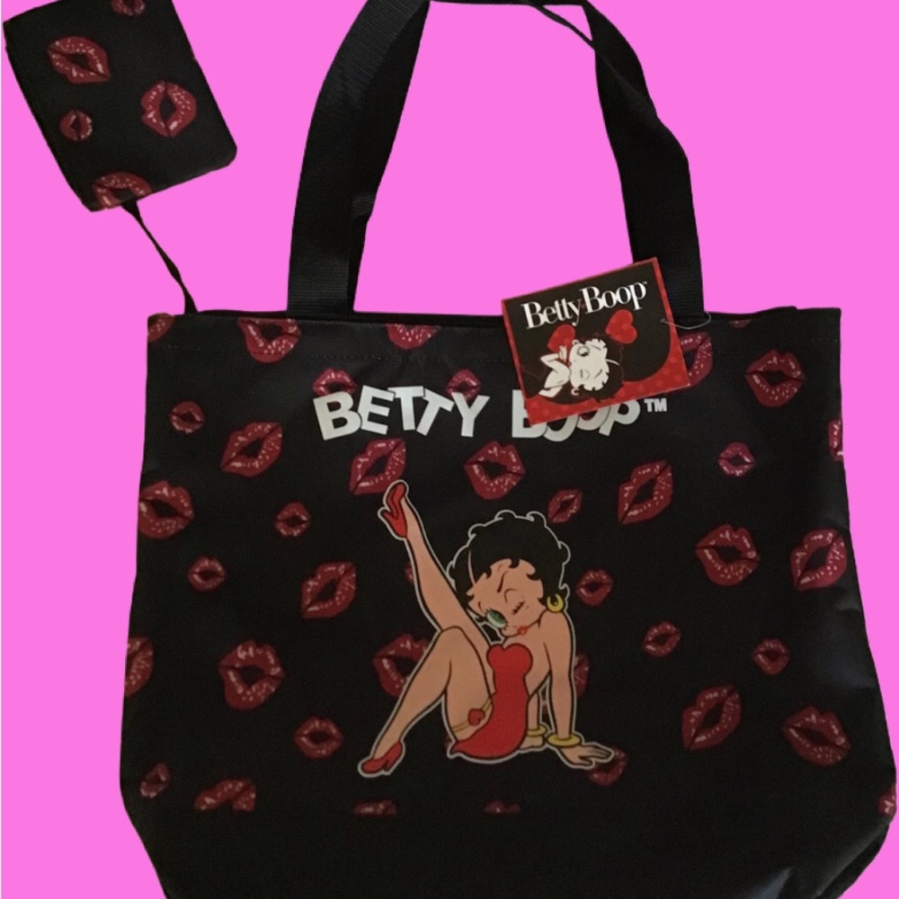 Betty Boop Black and Red Kiss Tote